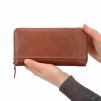 Kožená peněženka penál na zip Poyem 5213 koňaková