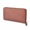 Kožená peněženka penál na zip Poyem 5213 koňaková
