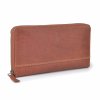 Kožená peněženka penál na zip Poyem 5213 koňaková