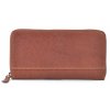 Kožená peněženka penál na zip Poyem 5213 koňaková