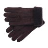 Splus Kožušinové rukavice prstové PR157 tmavo hnedé - velur veľ. M/L