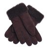 Kožešinové rukavice prstové PR157 tmavě hnědé - velur vel. M/L