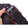Pánský kožený opasek Black Hand 120-98 černý + červený štep NADMĚRNÁ DÉLKA