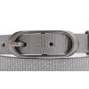 Dámský úzký kožený opasek Špongr 20029 stříbrný s potiskem