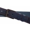 Pánsky kožený opasok Black Hand 131-40 tmavo modrý s koňakovým prešívaním