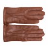 Koňakově hnědé kožené rukavice Špongr BARON zateplené ovčí kožešinou