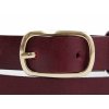 Dámský úzký kožený opasek Špongr 20054 vínově červený