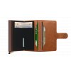 Emboss Lines Miniwallet Cognac Brown Open