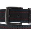 Pánský kožený opasek Black Hand 003-98 černý + červenomodré štepování