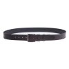 Pánský kožený opasek Black Hand 003-98 černý + červenomodré štepování