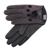 Řidičské rukavice BOHEM z jelení kůže tmavě hnědé / černé s podšívkou NanoAg