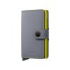 Kožené pouzdro na karty SECRID Miniwallet Matte Grey & Lime šedé se žlutým prošíváním