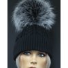 Luxusní pletená čepice s kožešinovou bambulí R-Jet 691 černá