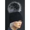 Luxusní pletená čepice s kožešinovou bambulí R-Jet 691 černá