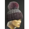 Ručne pletená čiapka s pravým kožušinovým brmbolcom MONIQUE 528 šedobordová