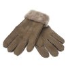 Kožušinové rukavice prstové PRD55 svetlo hnedé veľ. S/M