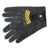 Pánské luxusní kožené řidičské rukavice 1433P černé se žlutým průpletem (Velikost 9")