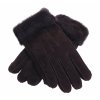 Kožešinové rukavice prstové PR7 tmavě hnědé vel. M/L