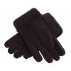 Kožešinové rukavice prstové PR7 tmavě hnědé vel. M/L