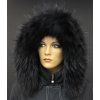 luxusní černý kožešinový lem na kapuci