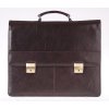 hnědá kožená aktovka se dvěma zámky - velká advokátní z pravé kůže hověziny
