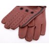 řidičské rukavice 1448P tmavě koňakově hnědé s černými detaily