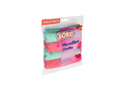 97044191 SOKE MICROFIBRE CLOTHS 4 pink, green color packed left