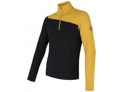 SENSOR MERINO EXTREME pánské triko dl.rukáv zip mustard/černá