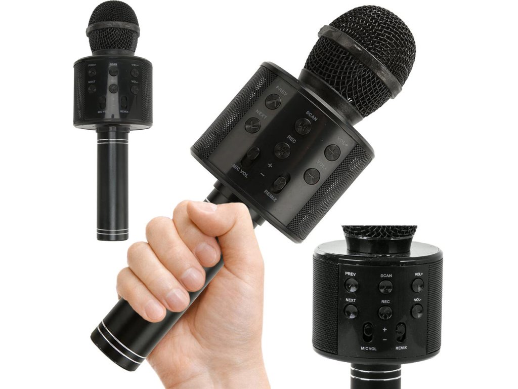 Bluetooth bezdrátový mikrofon karaoke reproduktor hlasový modulátor kulatý