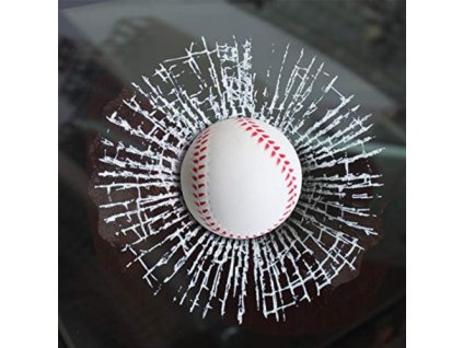 3D Samolepka - rozbité sklo, baseballový míček