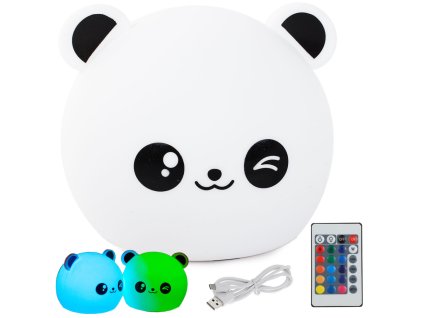 Verk 24079 Noční RGB lampička dotyková panda USB 1200mAh s dálkovým ovládáním