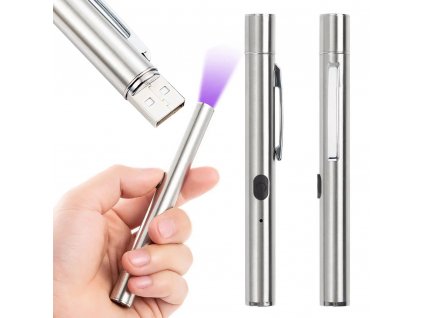 Verk 08361 Magnetické pero, LED svítilna, tester UV, USB stříbrná
