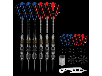 Sada XQMax SET šipky 6x24 g Steel + příslušenství - VÝPRODEJ