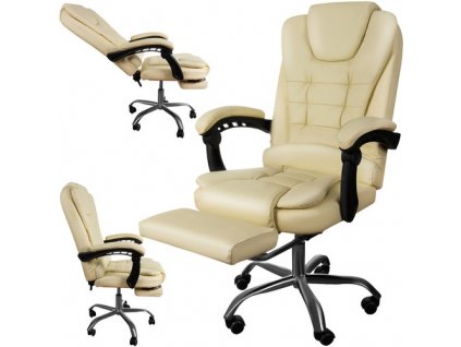 Malatec Kancelářská židle s podnožkou - bílá 23287 AKCE