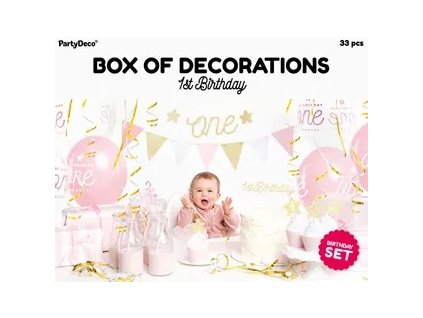 KIK KX4549 Narozeninové dekorace pro 1. narozeniny růžové a zlaté AKCE