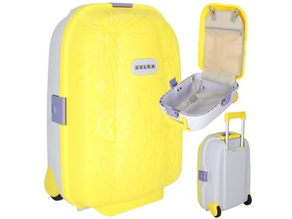 KIK KX3964_2 Dětský cestovní kufr na kolečkách, příruční zavazadlo žlutý AKCE