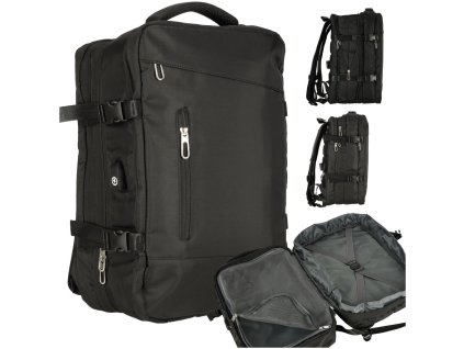 KIK KX4109 Cestovní batoh na notebook rozšiřitelný 26-36L USB kabel prostorný vodotěsný černý AKCE