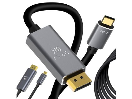 Verk 06315 Kabel displayport usb type-c 1.4 video audio usb-c 8k 4k 2k 1,8 m