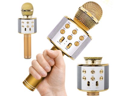 Verk 01377_ZŁ Bezdrátový mikrofon bluetooth reproduktor karaoke hlasový modulátor kruhový