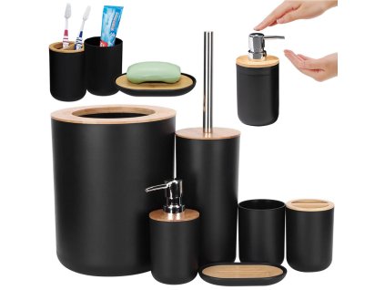 Koupelnový set 6 v 1 koupelnová toaletní miska s držadlem černý set