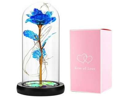 APT SVÍTÍCÍ RŮŽE VE SKLENĚNÉ DÓZE MODRÁ