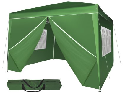 Zahradní párty stan 3x3m + 4 boční stěny, zelený, 5535