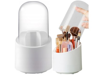 Organizér na kosmetiku, otočný držák na štětce na make-up s víkem
