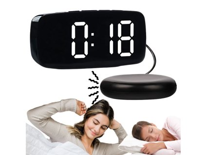 Budík s datem a teplotou lcd, bílá