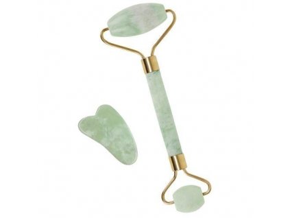 ISO 8657 Masážní set váleček Jade Roller a kámen Gua Sha