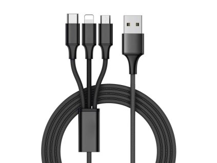 3v1 usb kabel pro telefon lightning kabel iphone micro usb typ-c 1,2 m