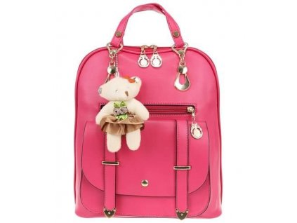 Dámský batoh s klíčenkou medvídka růžová 9L, 9025