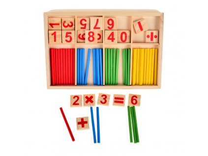 Dřevěné počítadlo pro děti - počítací tyčinky, KX9878
