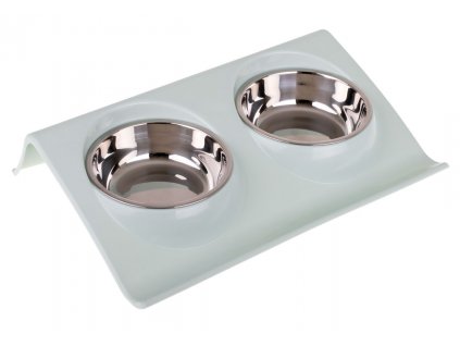 Miska pro psy a kočky dvojitá, nerezová, 2x350ml, KX7271
