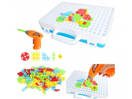 Mozaika dětské puzzle plastové bloky, šroubovák, 9427